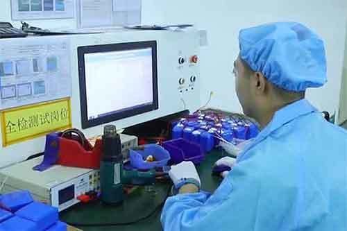 LiFePO4 battery quality testing station at Solarens China